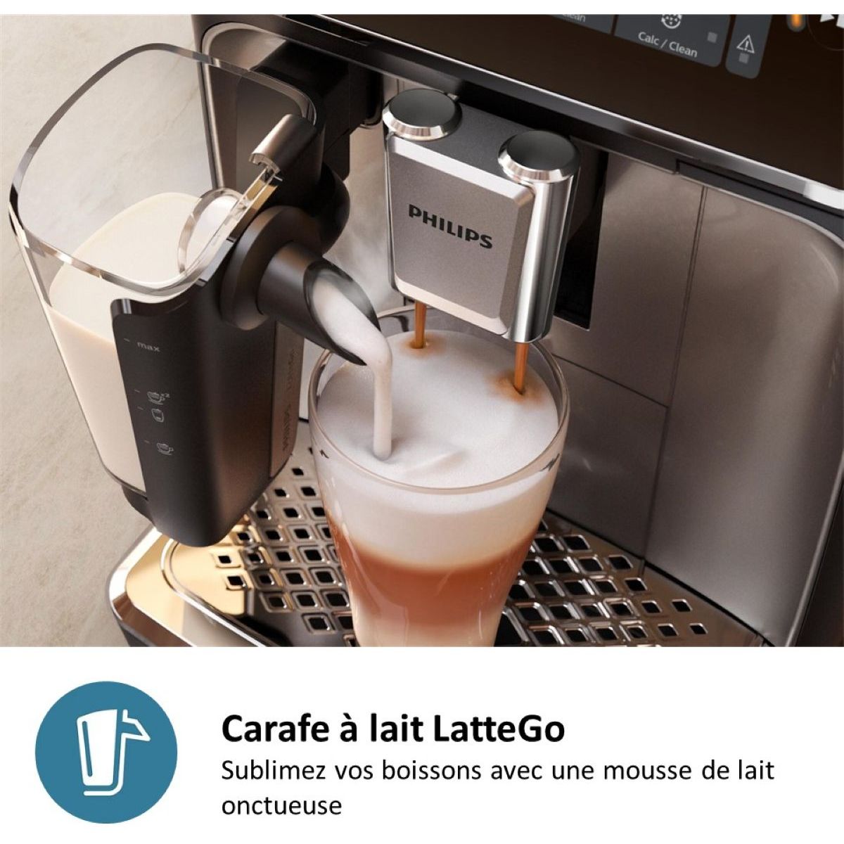 Expresso Broyeur EP4441/50 SilentBrew LatteGo Noir couleur unique, PHILIPS