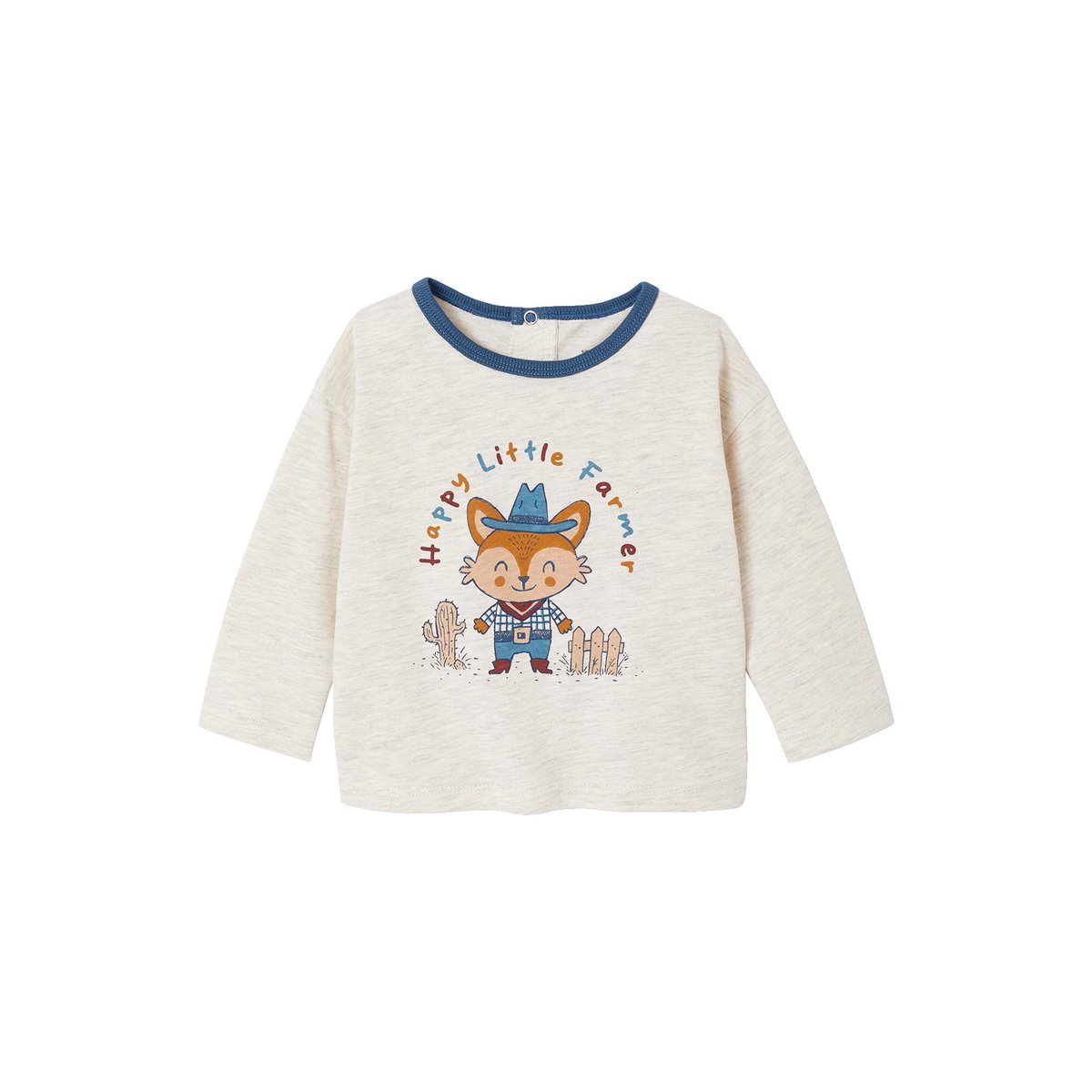 T-Shirt bébé manches longues beige chiné, VERTBAUDET