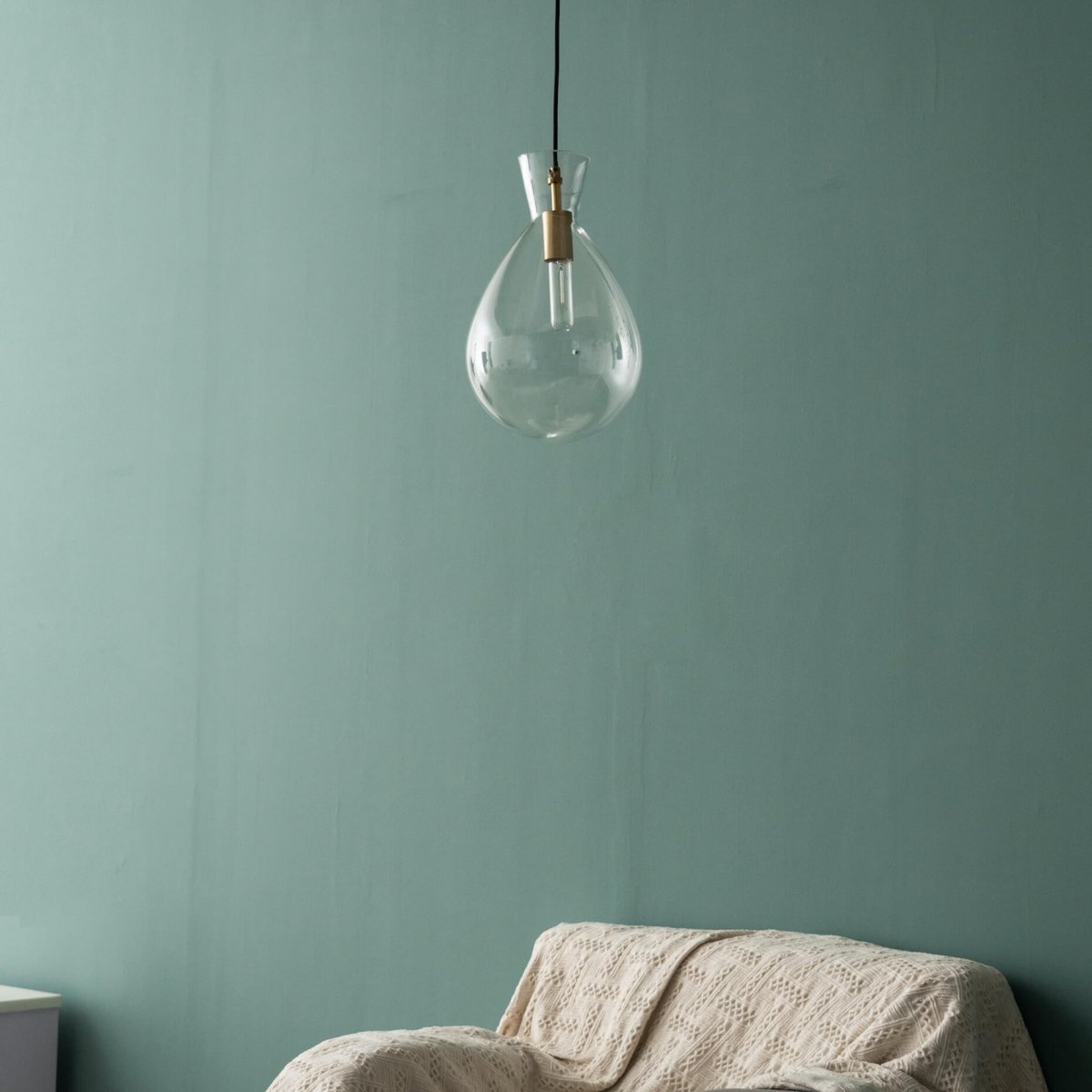 Suspension goutte verre clair - GABRIELA transparent et doré, KOSILUM