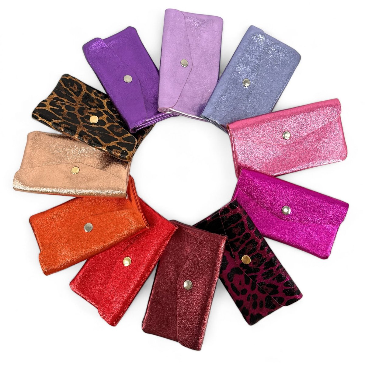 Pochette porte-monnaie en cuir irisé italien COMPO JUNGLE léopard bordeaux irisé, OH MY BAG