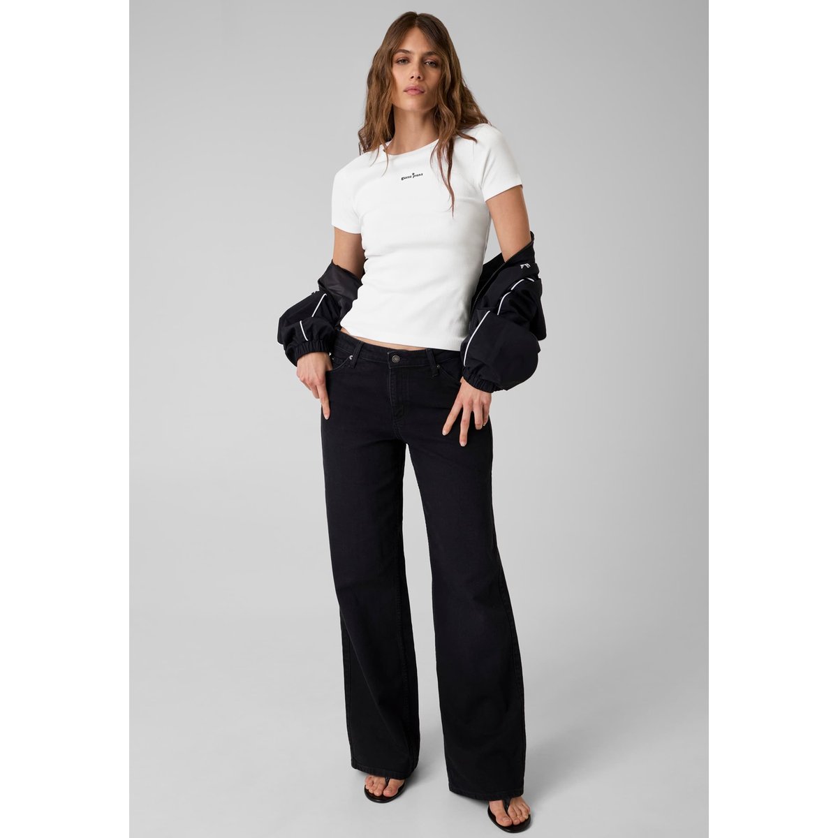 T-Shirt Avec Logo Brodé blanc, GUESS JEANS