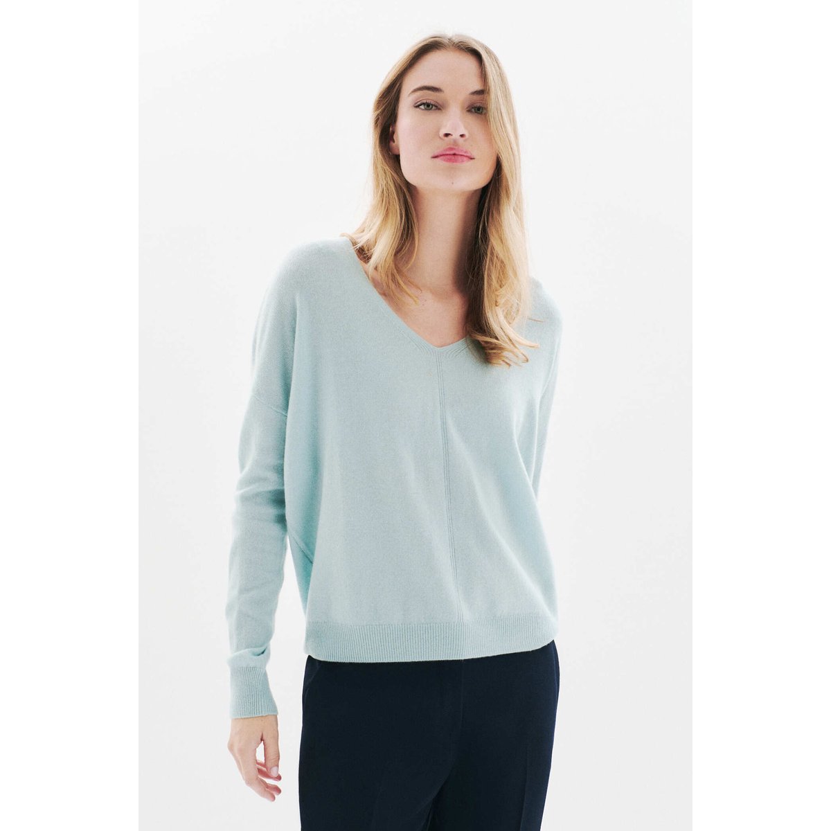 Pull MTHELMINA 100% cachemire bleu gris, CAROLL