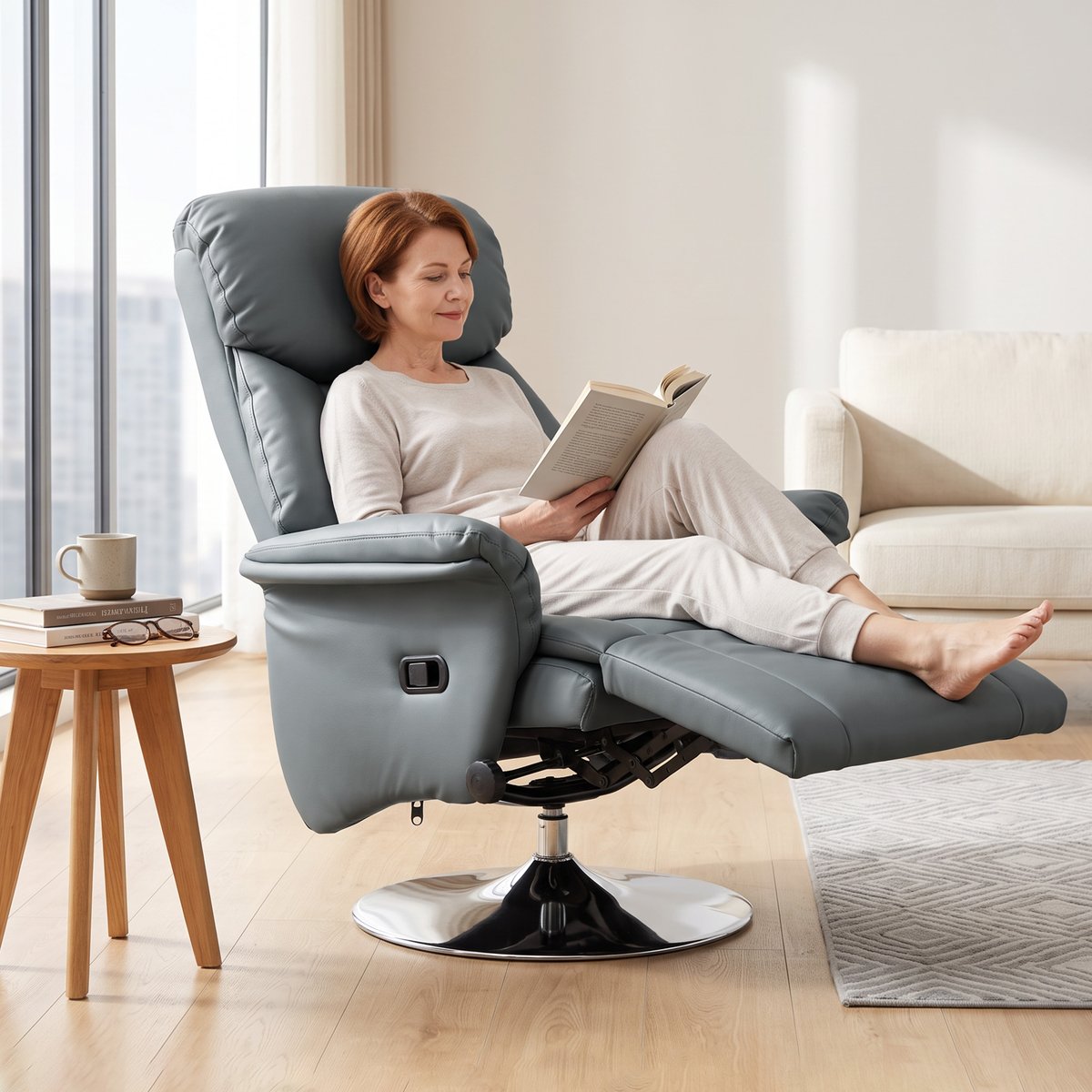 Fauteuil inclinable Polyuréthane Gris gris, HOMCOM
