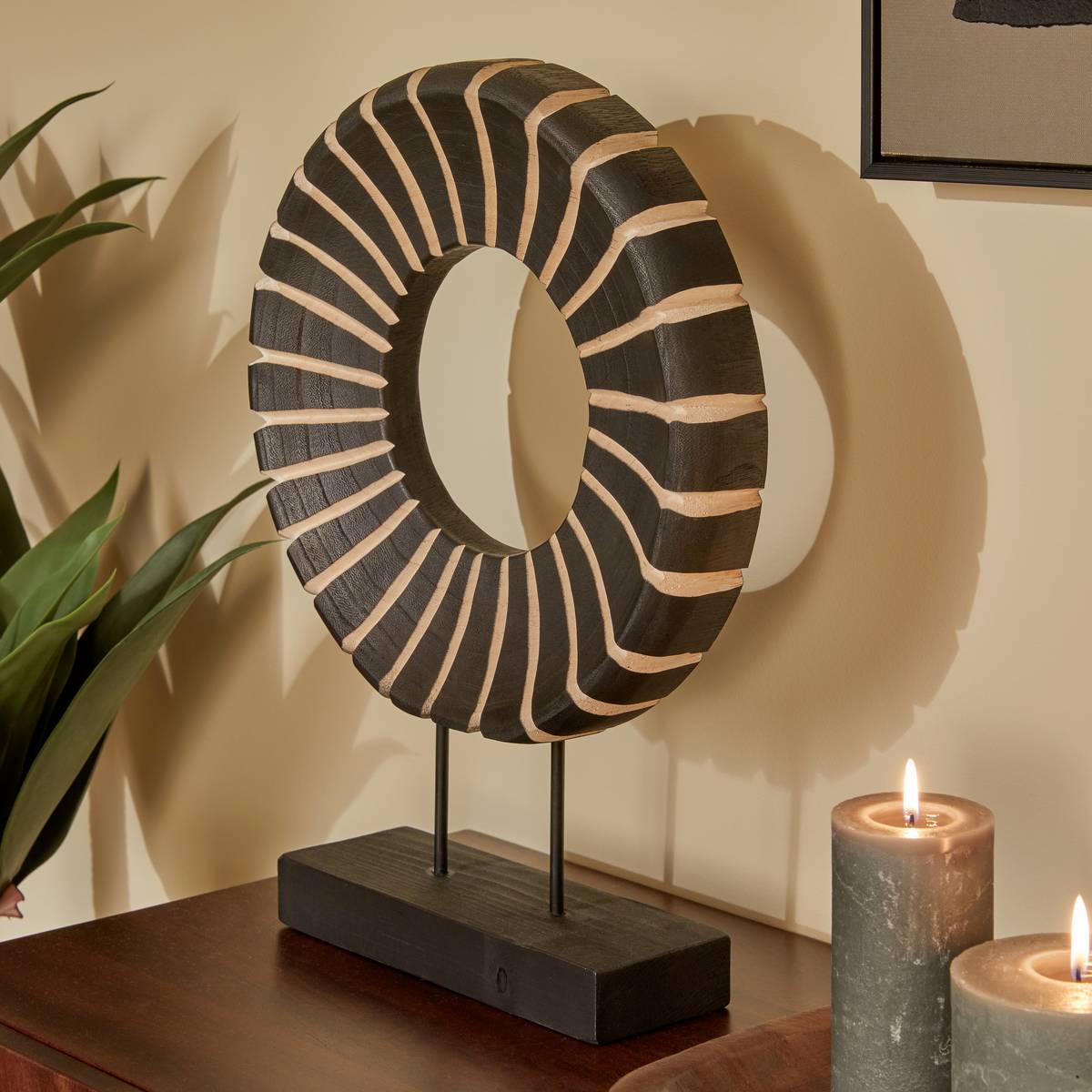 Objet déco à poser en sapin NYERO noir, ATMOSPHERA