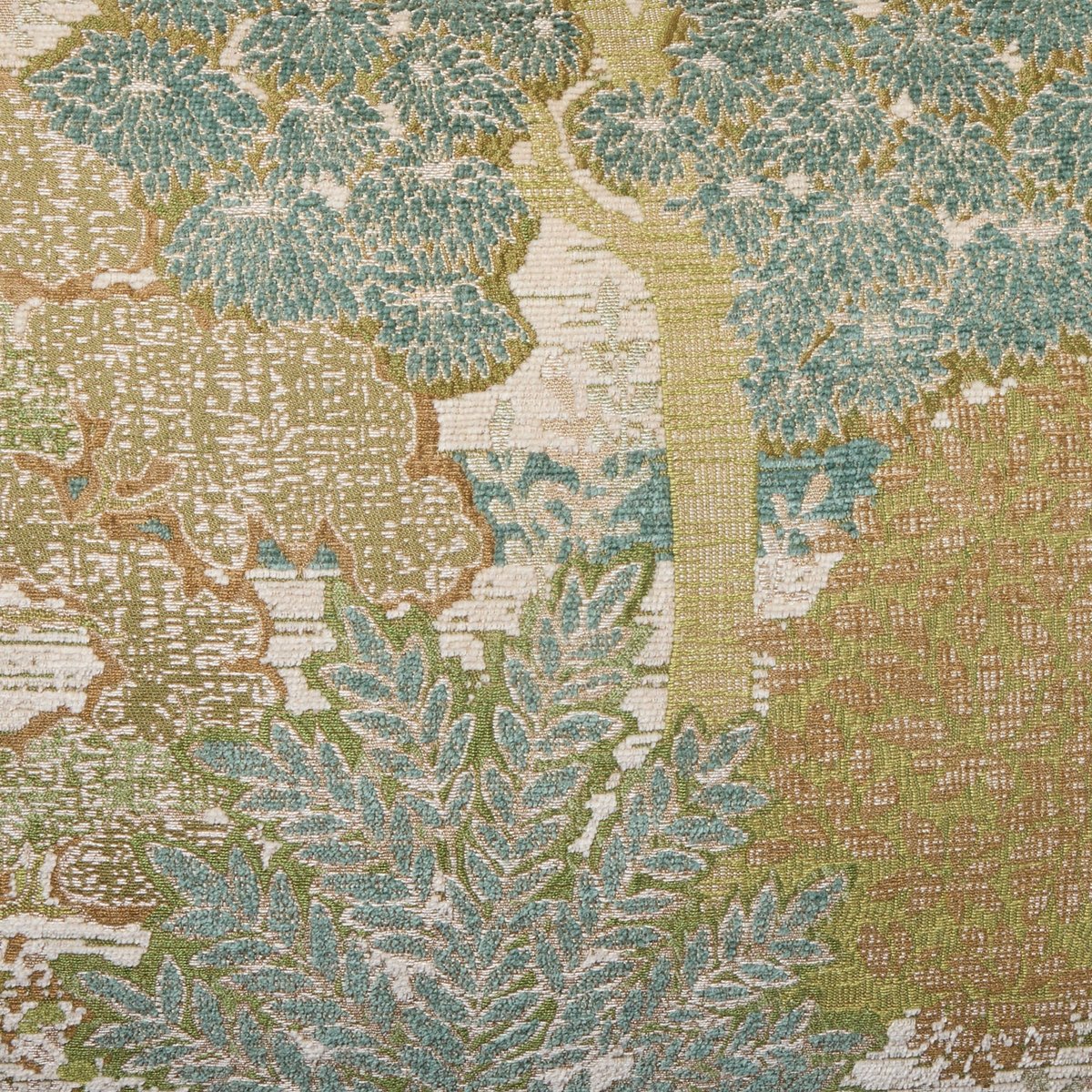 Housse De Coussin en Jacquard motif forêt ALISIA naturel et vert, MADURA