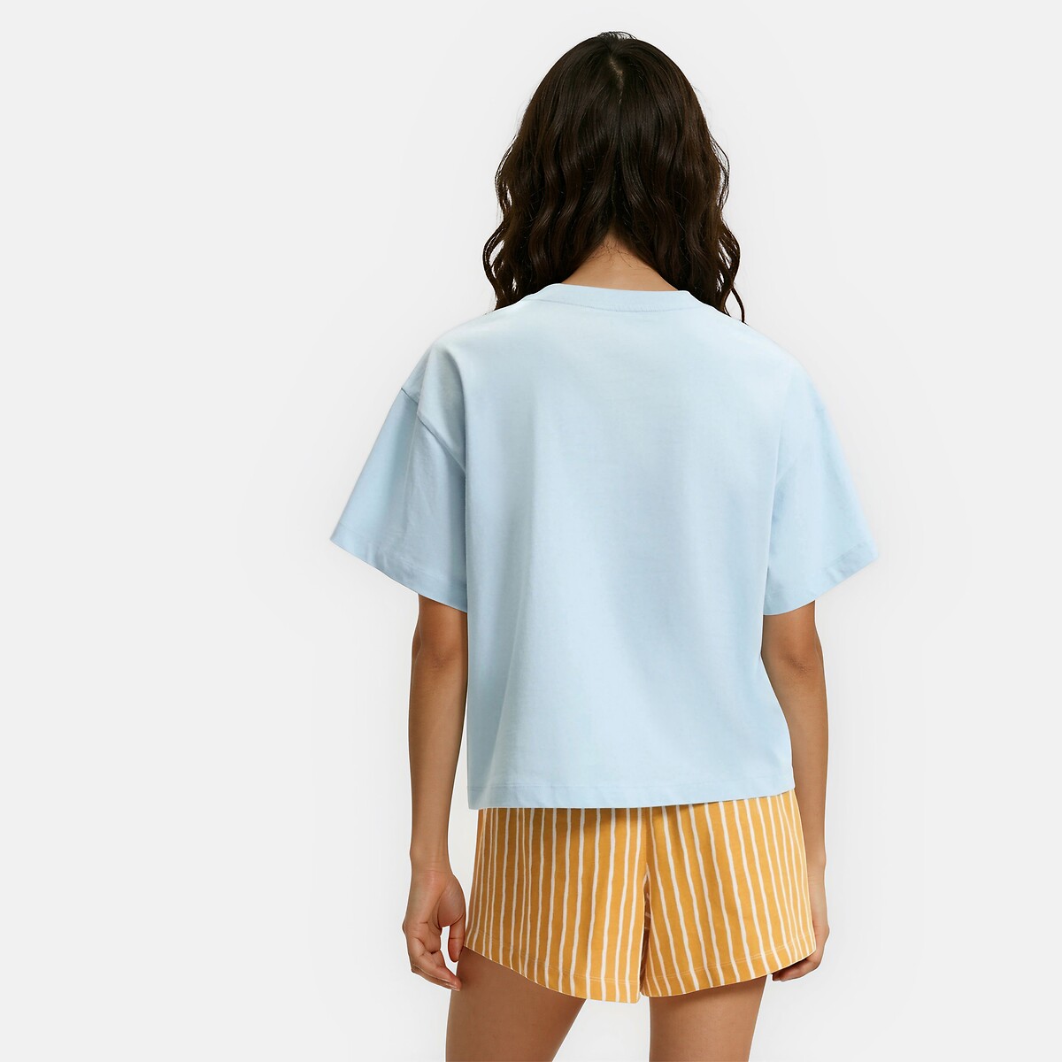 Pyjashort jersey bleu/imprimé, LA REDOUTE COLLECTIONS