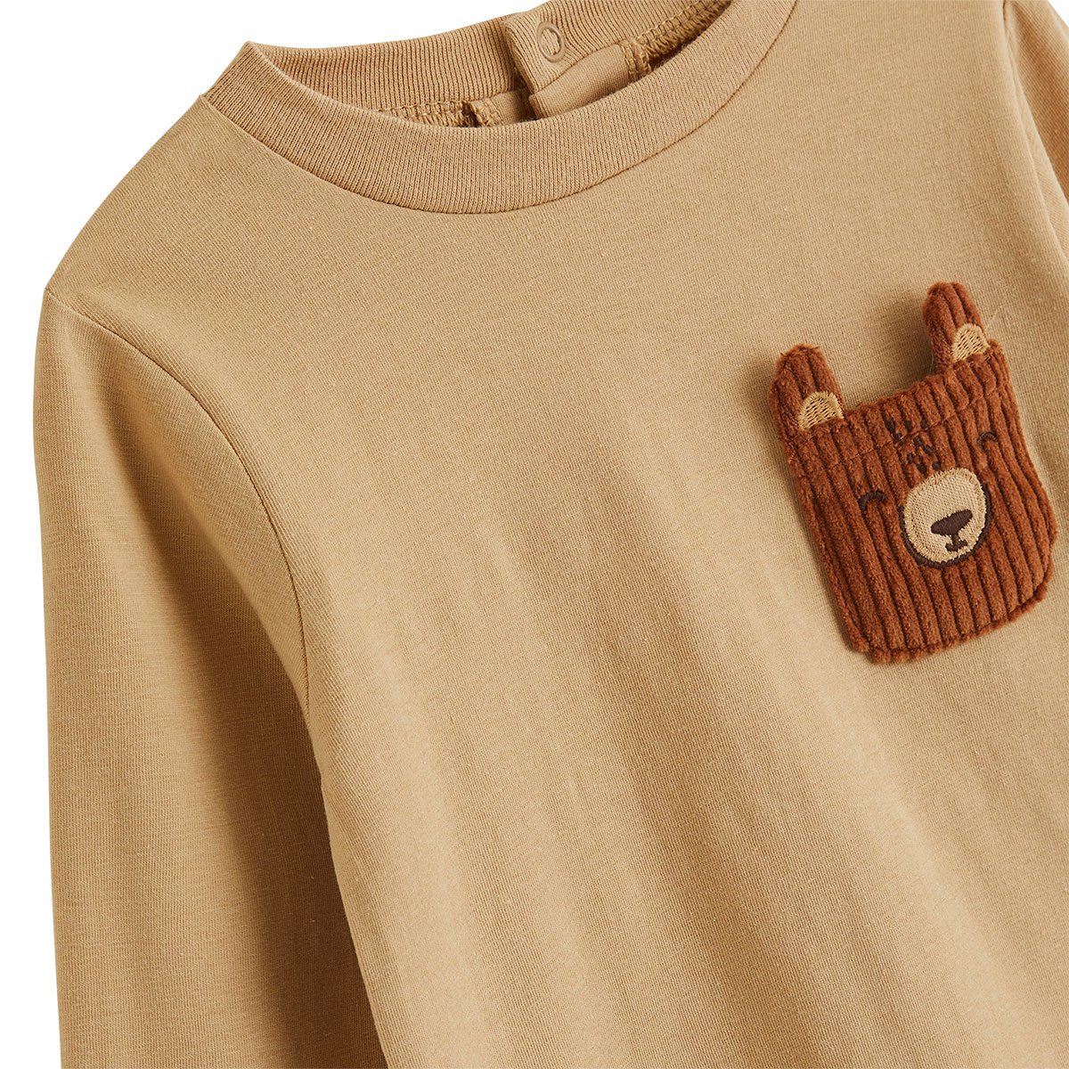 Lot de 2 t-shirts bébé manches longues Moka marron, PETIT BEGUIN