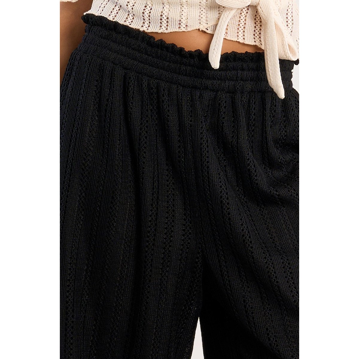 Pantalon large ajouré noir, LILI SIDONIO
