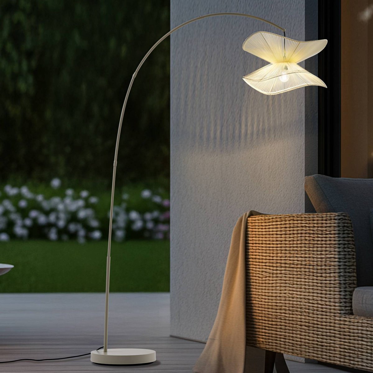 Luminaire de terrasse en textile moderne beige, LINDBY
