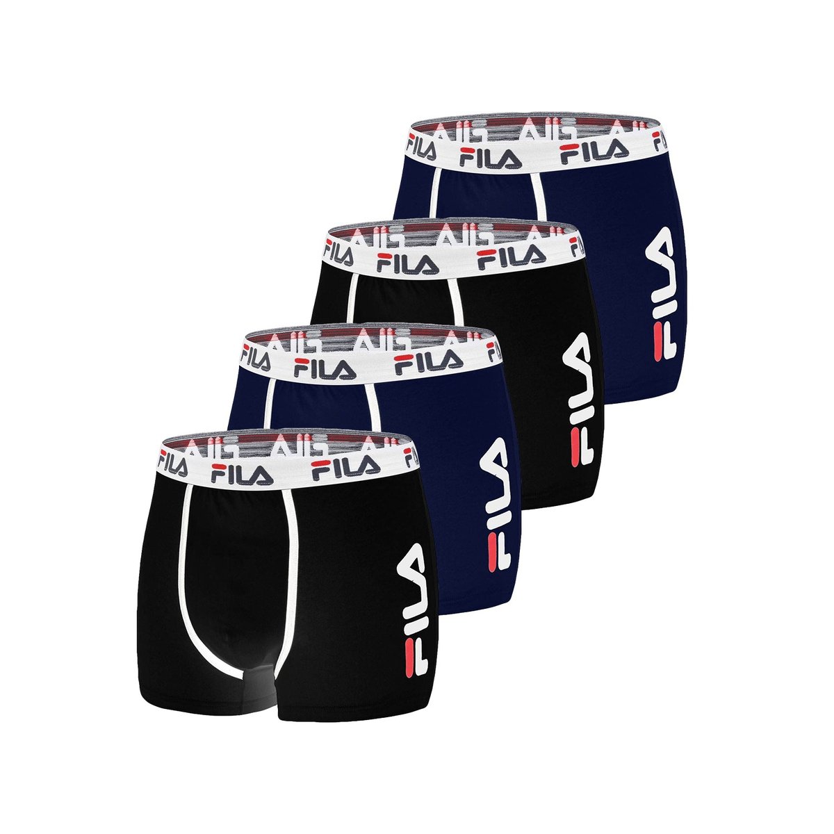 Lot De 4 Boxers Coton Uni Fu5040 noir/bleu/rouge/blanc, FILA
