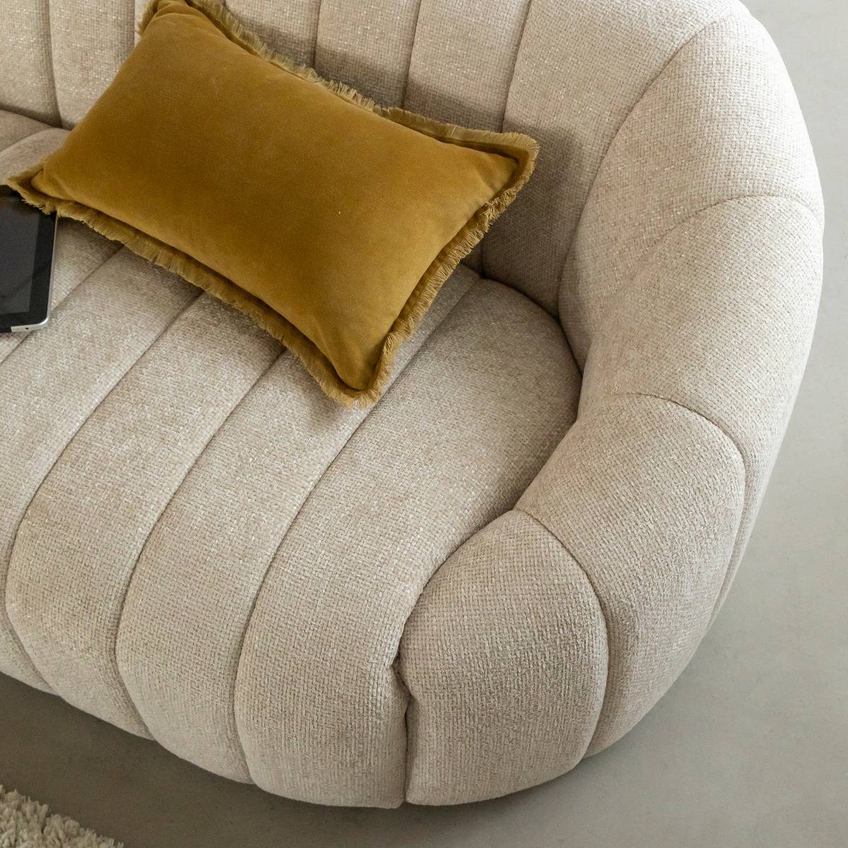 Canapé en tissu arrondi AXEL beige, MADE IN MEUBLES 