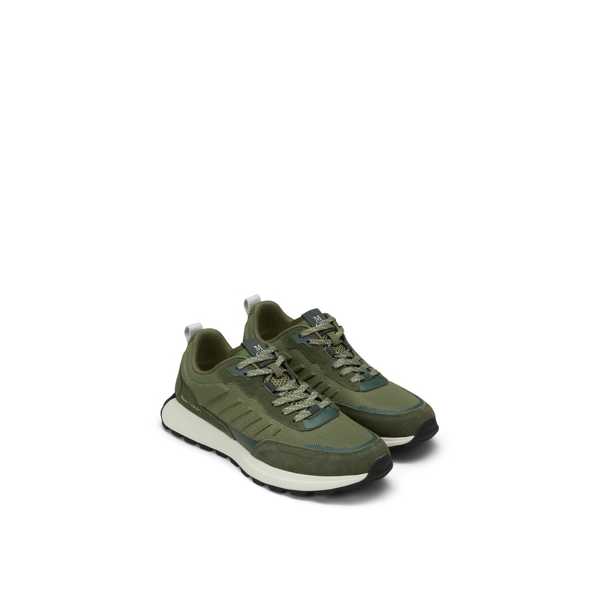Sneaker modèle Maxi en mélange de cuir velours et de nylon gris foncé, MARC O'POLO