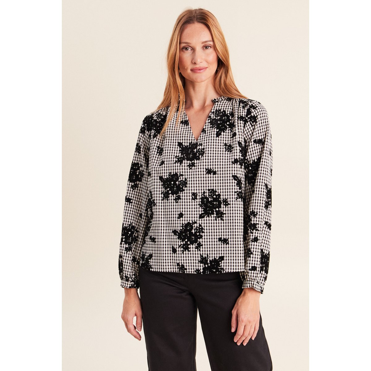 Blouse col v manches longues bleu, BREAL