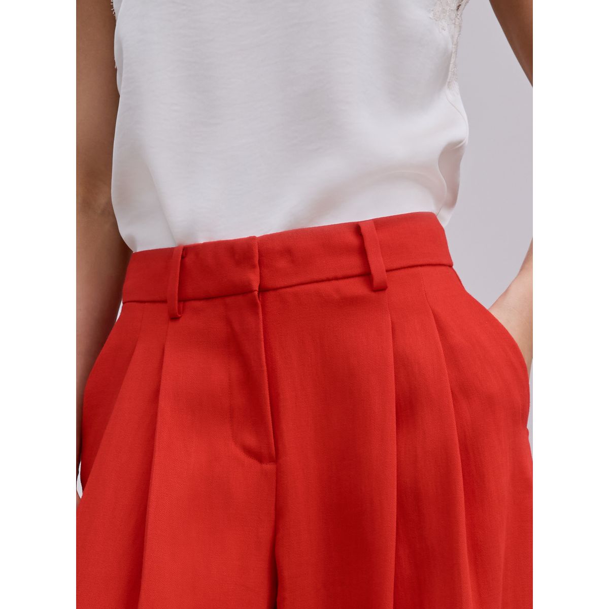 Pantalon palazzo effet froissé rouge, NEXT