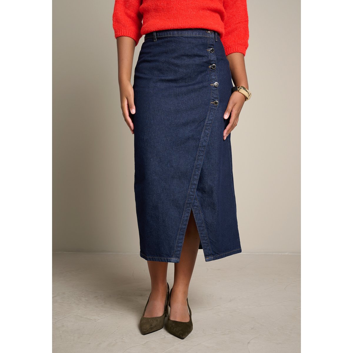 Jupe crayon en jean dark blue, LOLALIZA