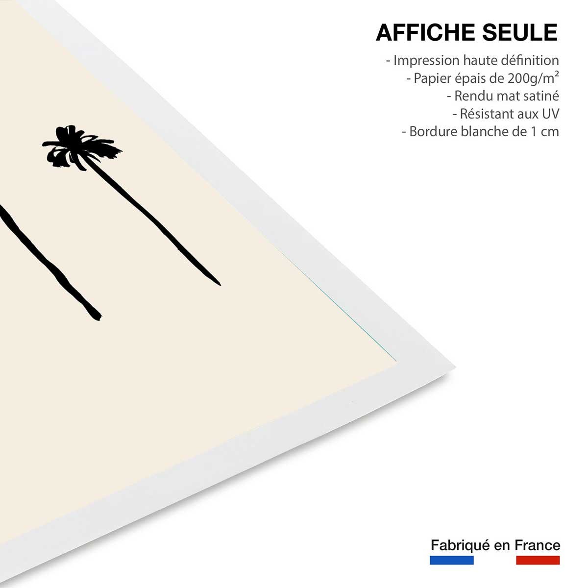 Affiche deco three black palm tree affiche seule, HEXOA