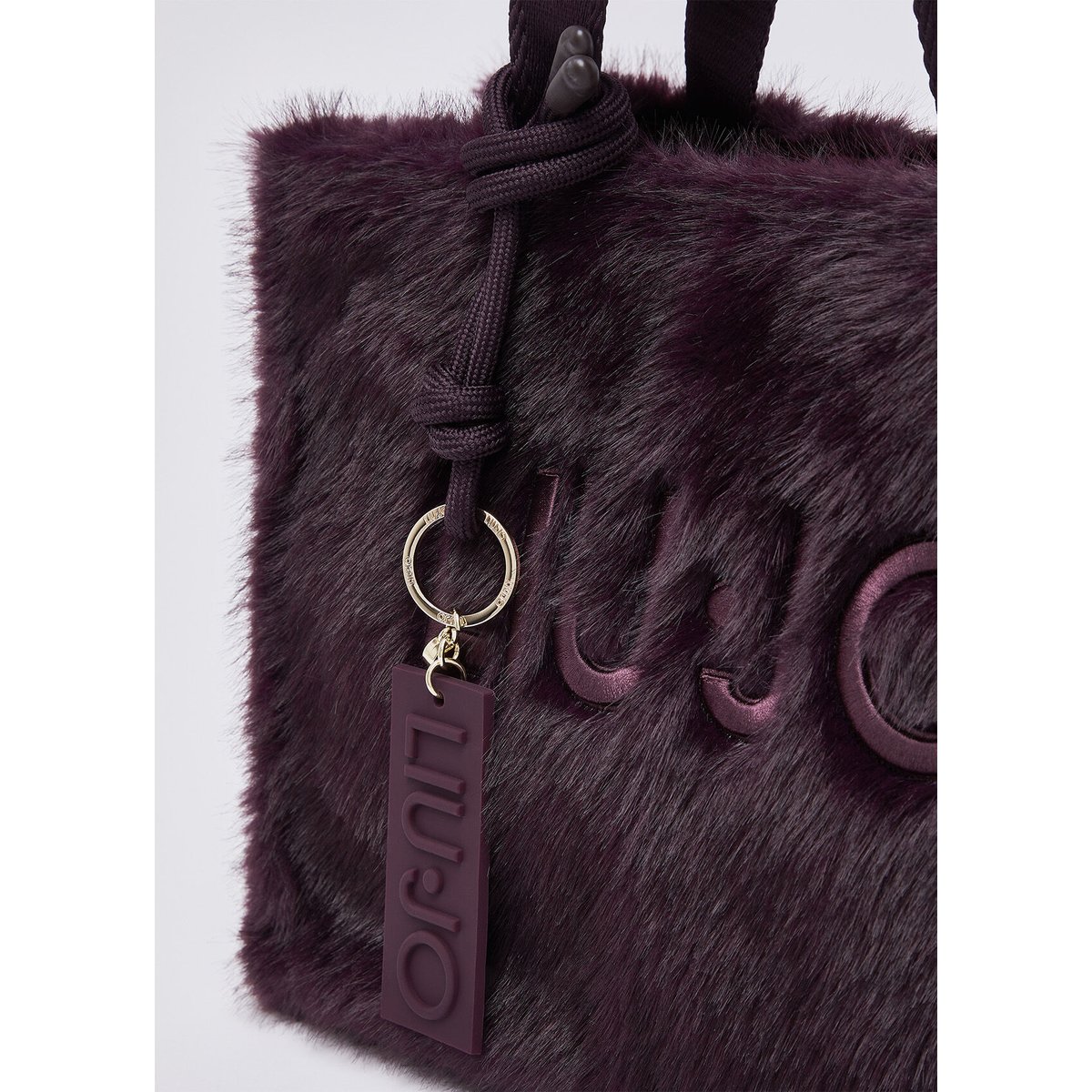 Petit sac fourre-tout en teddy aubergine, LIU JO