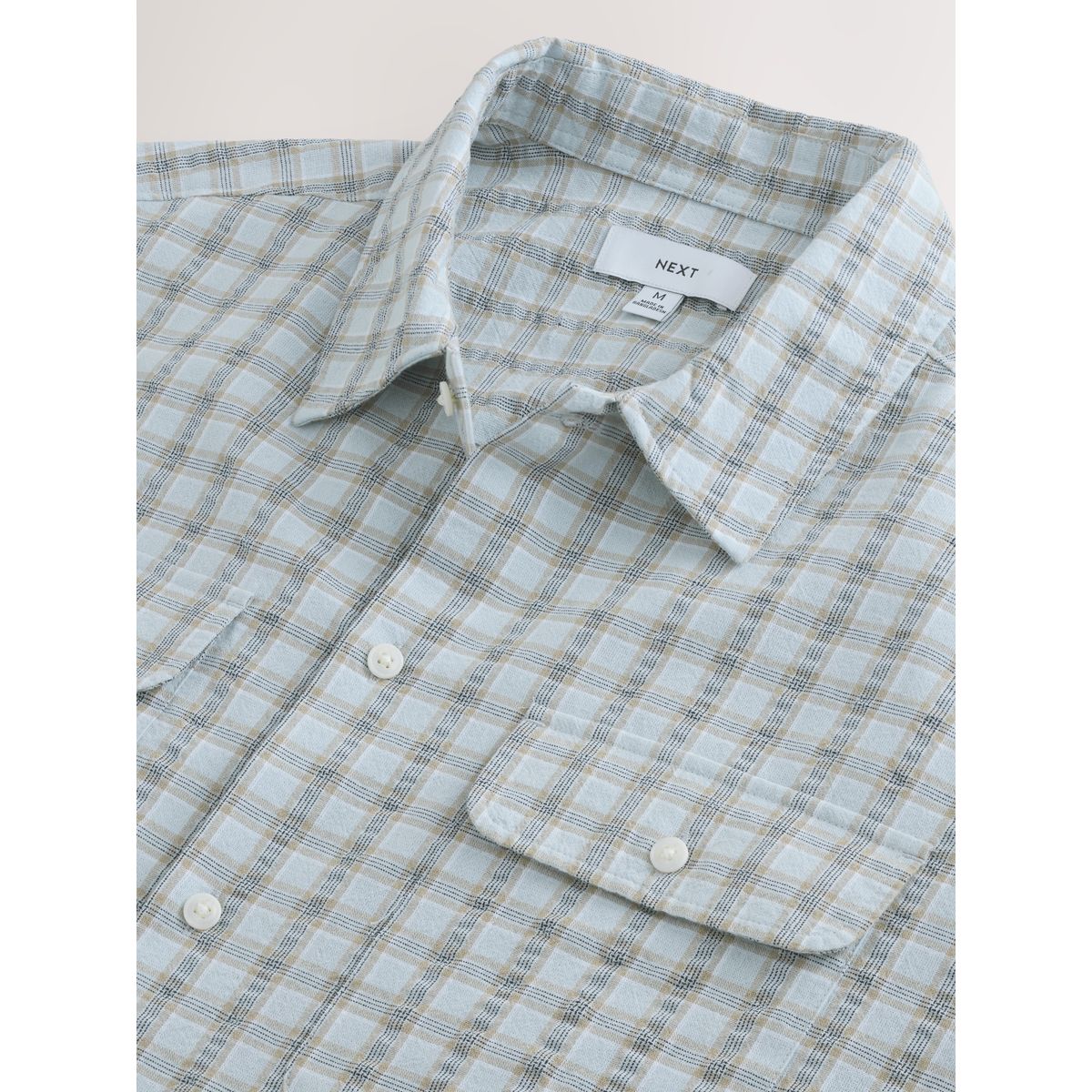 Chemise texturée carreaux à manches courtes bleu, NEXT