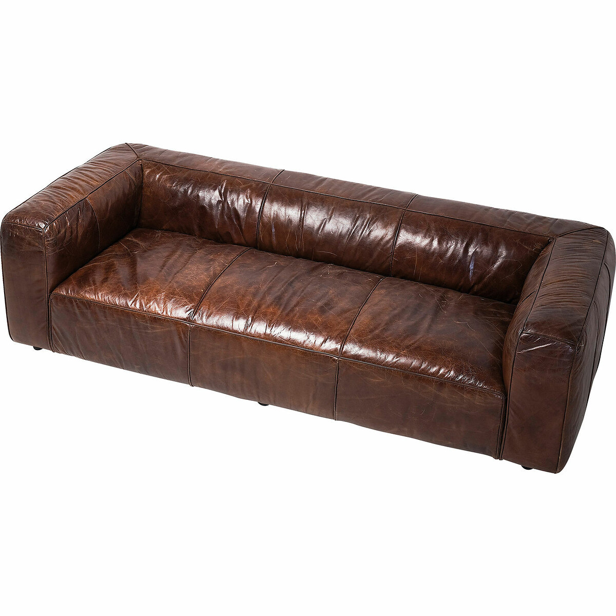 Canapé Cubetto 3-places 260cm cuir marron, KARE DESIGN