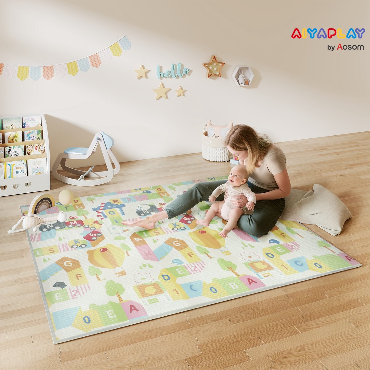Tapis de jeu pour enfants XPE multicolore multicolore, AIYAPLAY