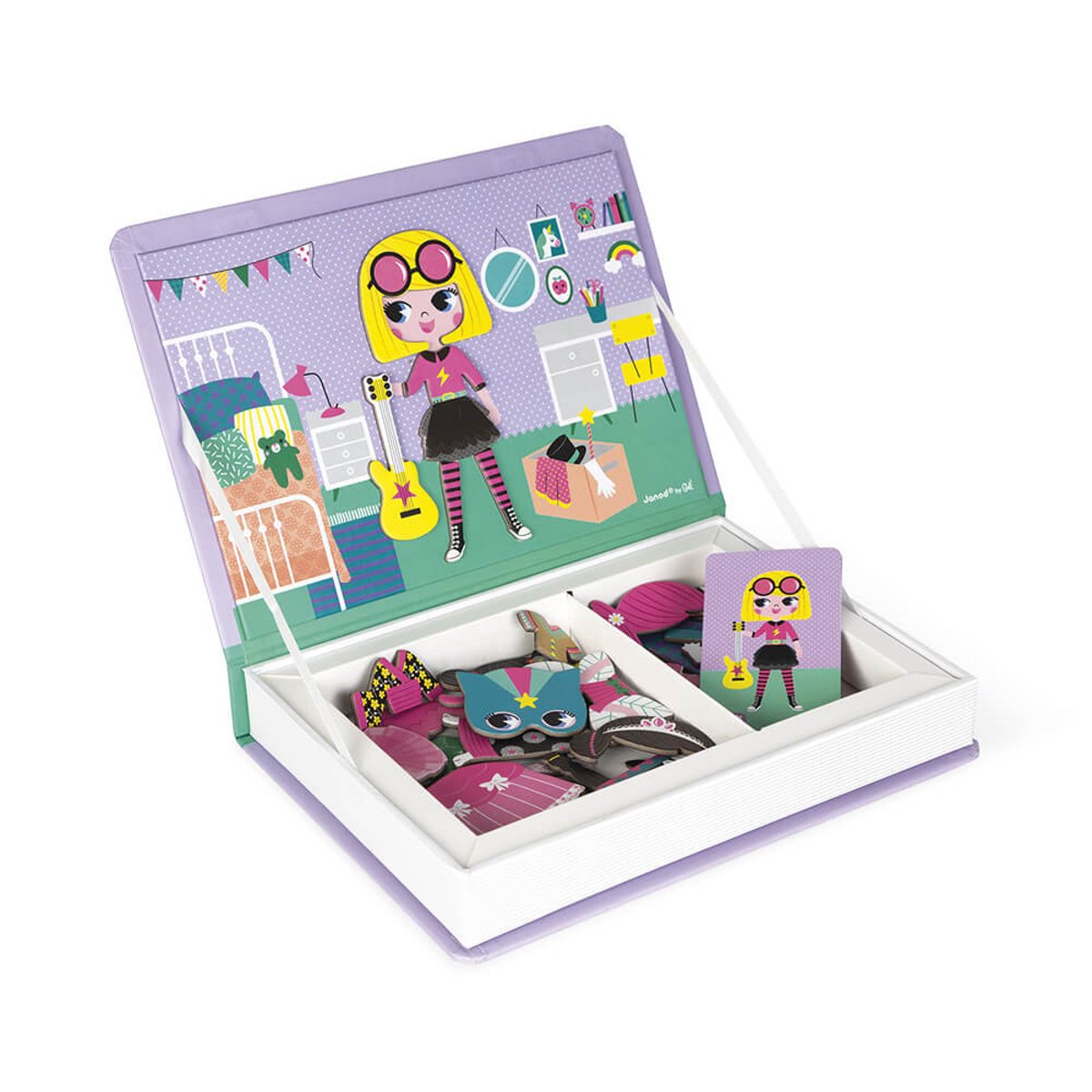 Magnéti'book Déguisements Fille, 46 Magnets violet, JANOD