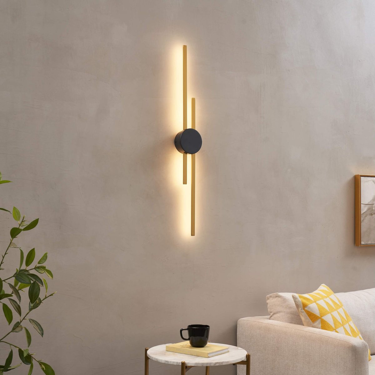 Applique murale graphique LED - PIA laiton et noir, KOSILUM