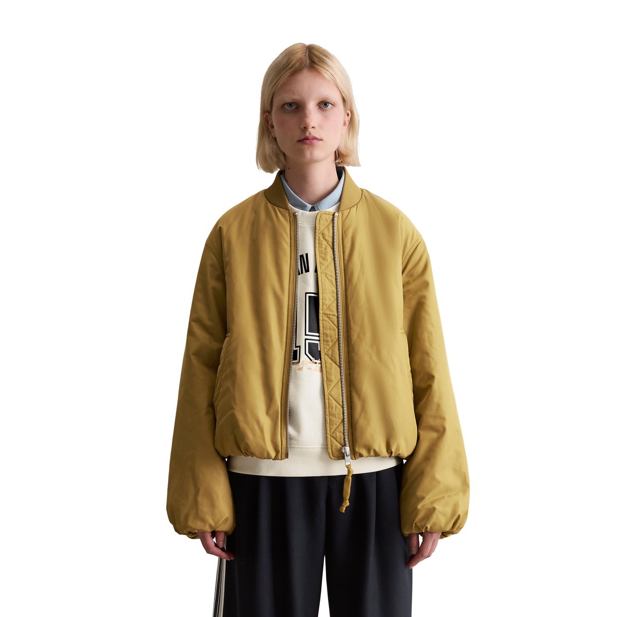 Blouson style aviateur relaxed cropped en polyester recyclé beige, MARC O’POLO DENIM