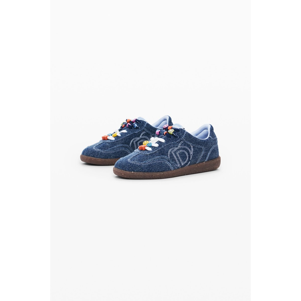 Baskets logo en denim bleu, DESIGUAL