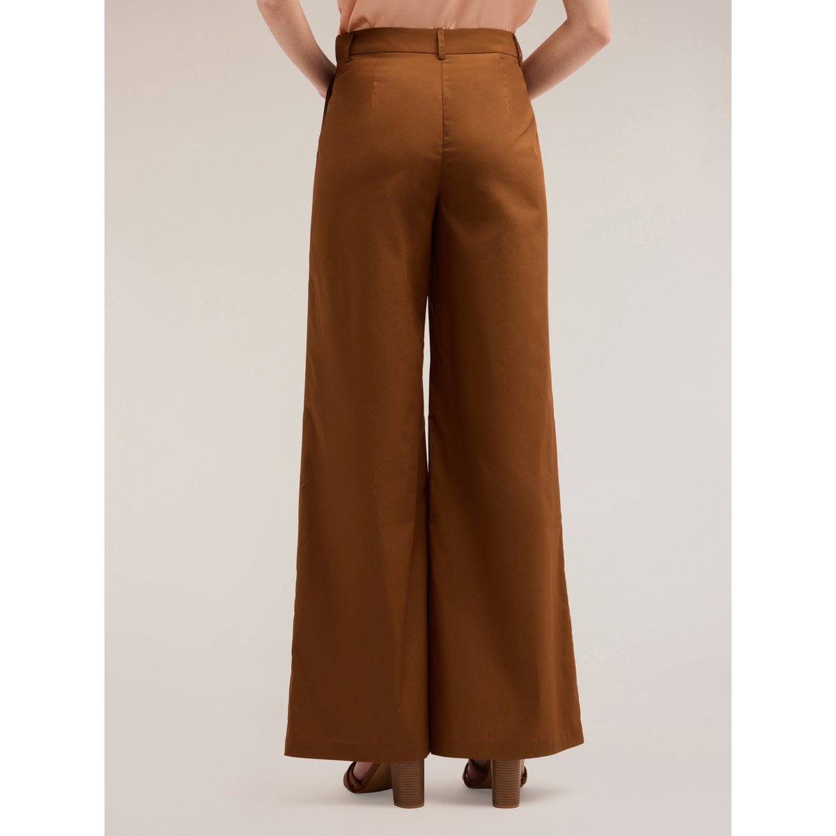 Pantalon palazzo en coton marron, MOTIVI