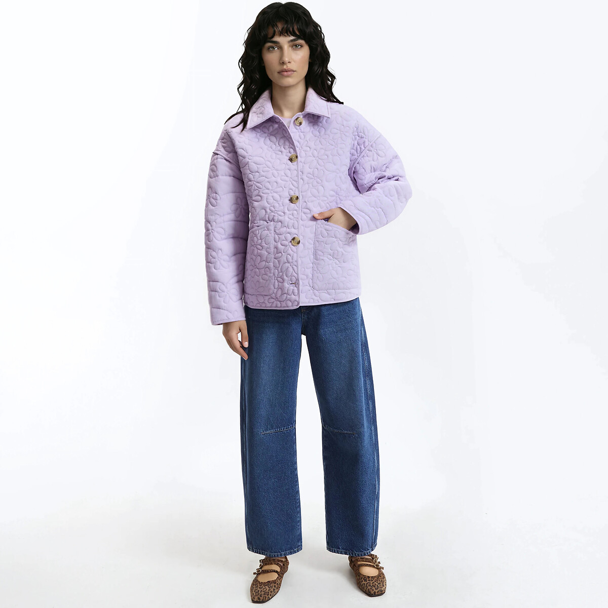 Veste matelassée à fleurs en relief violet parme, LA REDOUTE COLLECTIONS