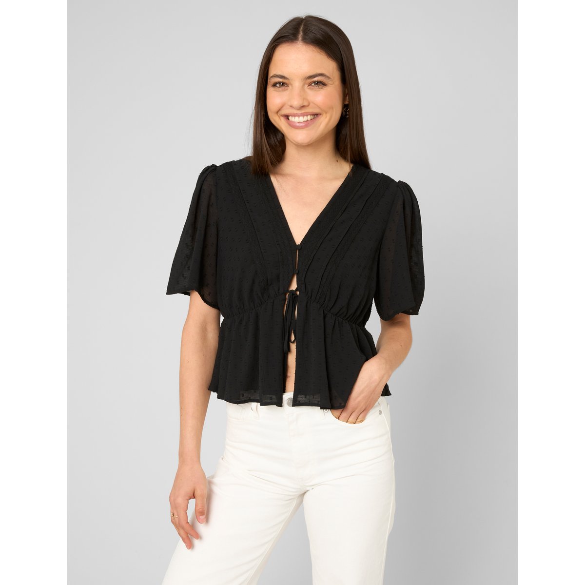 Blouse en plumetis noir, BZB