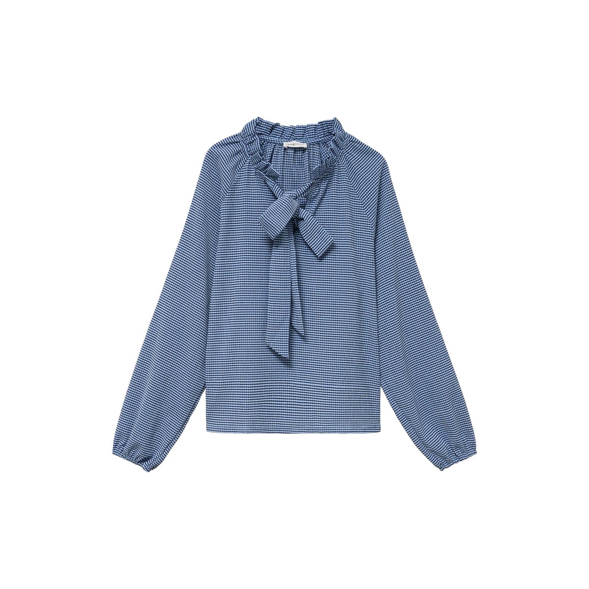 Blouse col montant manches longues bleu, CACHE CACHE