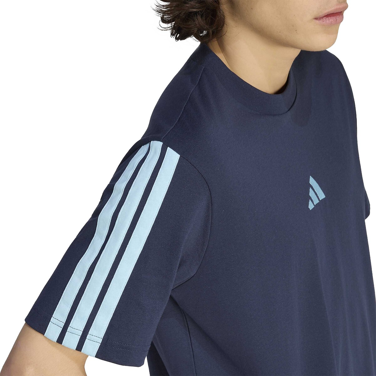 T-shirt manches courtes 3 bandes ESSENTIALS bleu nuit, ADIDAS SPORTSWEAR