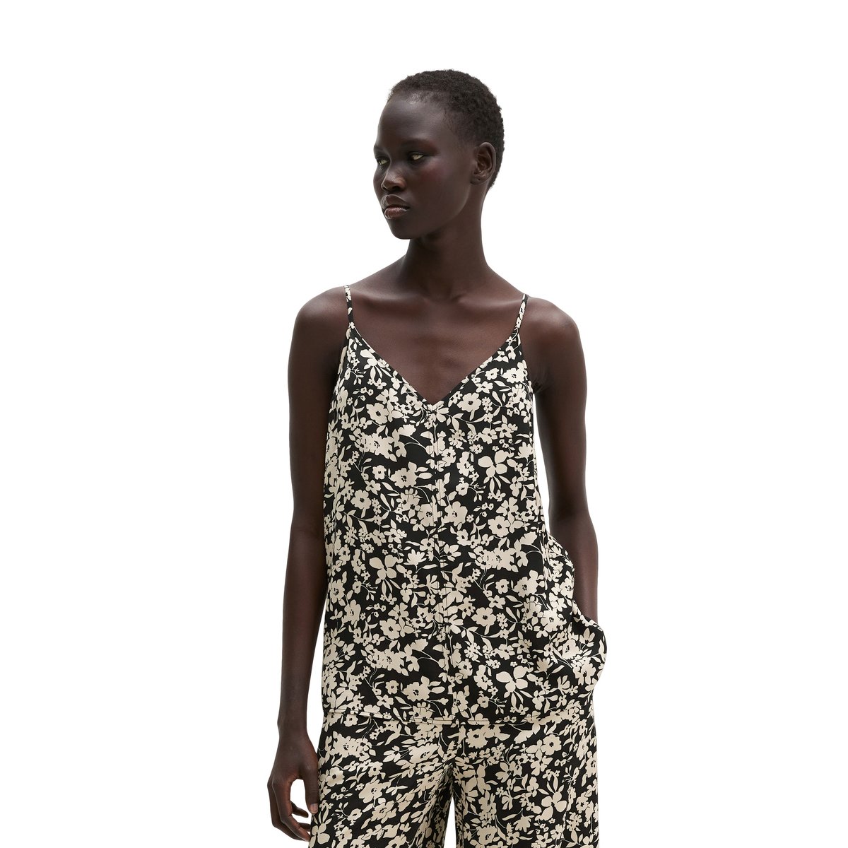 Top A-Shape en sergé de viscose imprimé noir, MARC O'POLO