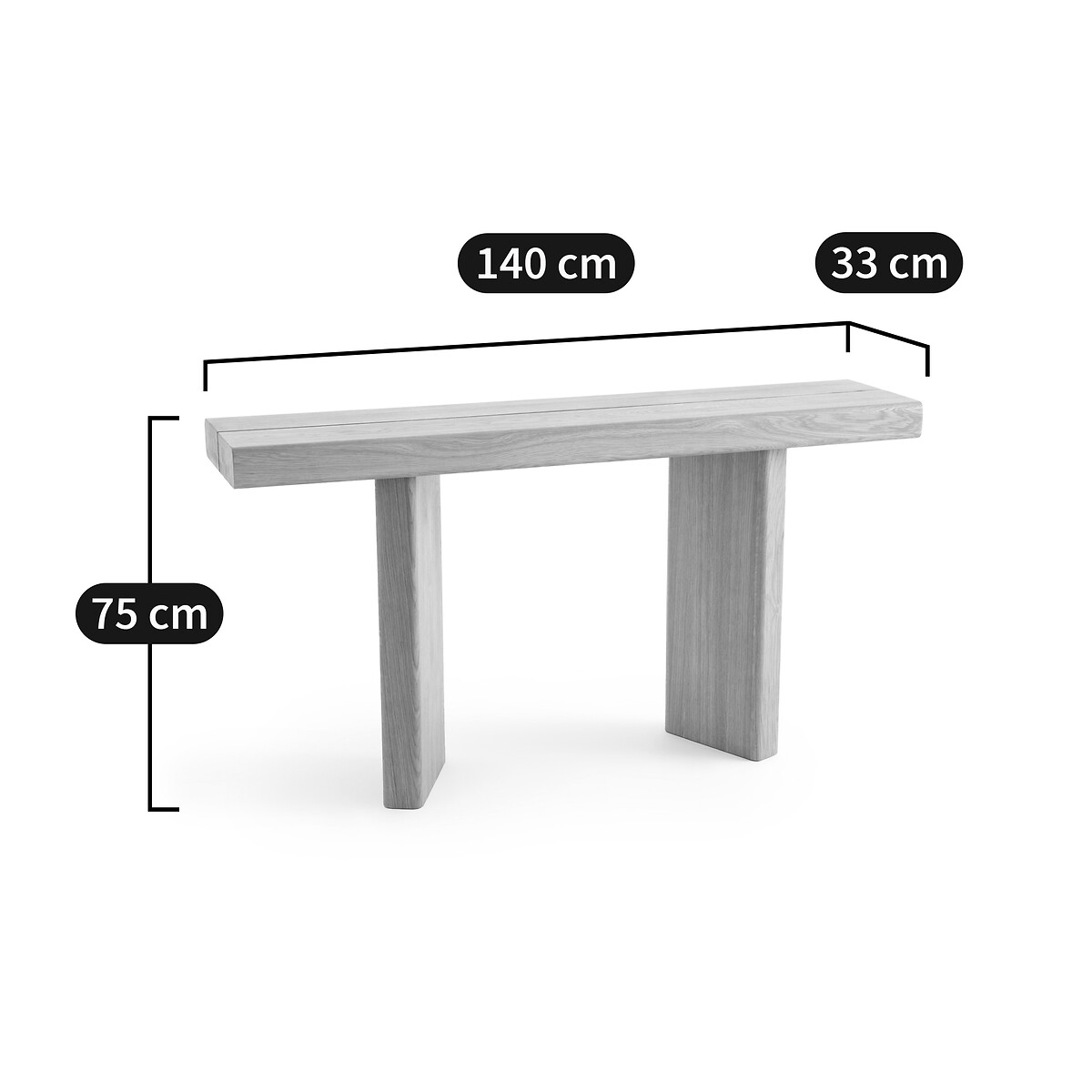 Console chêne et plaqué L140 cm, Olaga chêne naturel, AM.PM