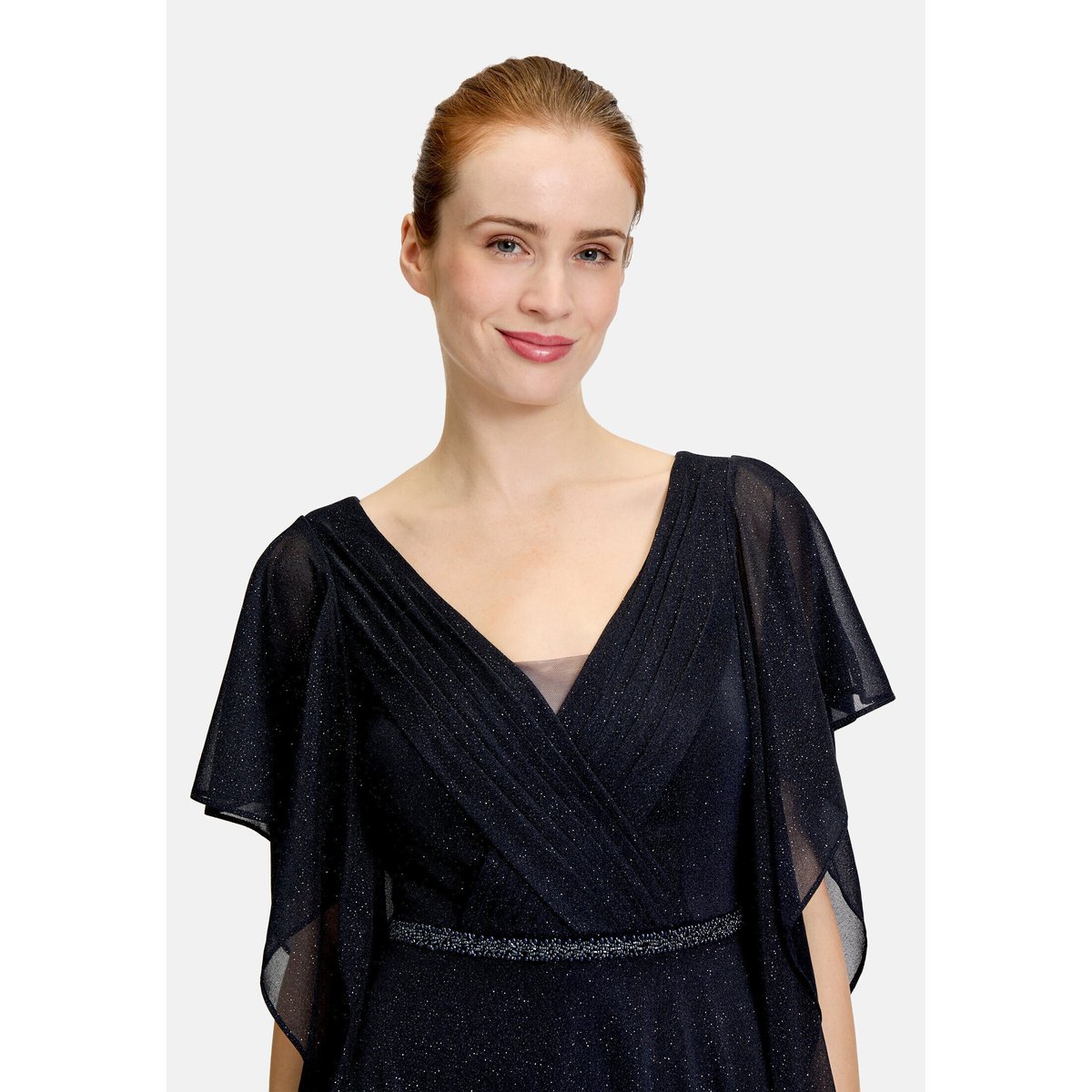 Robe de soirée au look scintillant bleu foncé/gris, VERA MONT