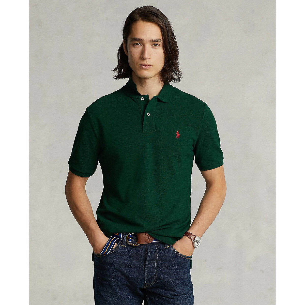  Polo cintré en coton piqué vert, POLO RALPH LAUREN