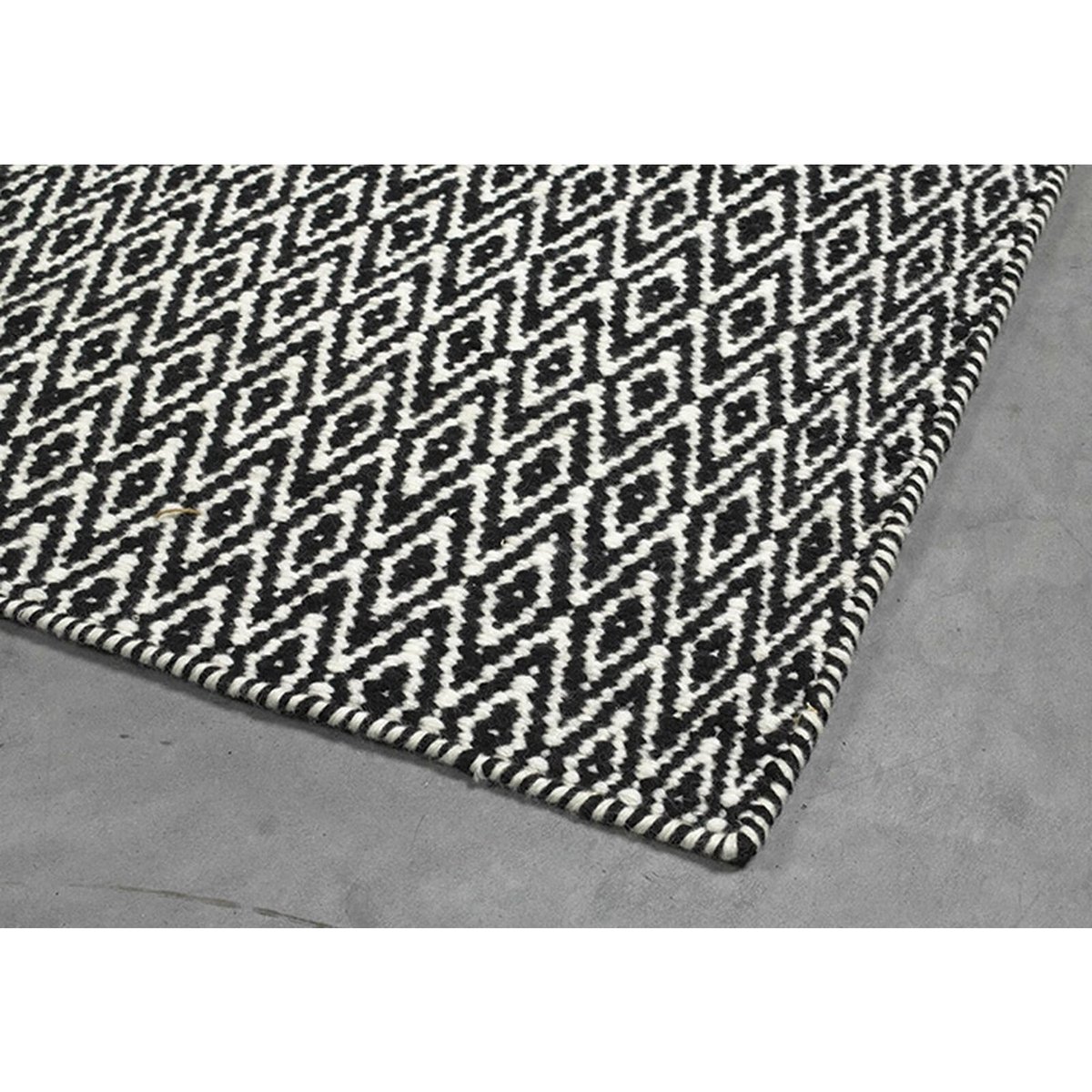 Tapis rectangulaire en laine MICMAC noir, RECOLLECTION