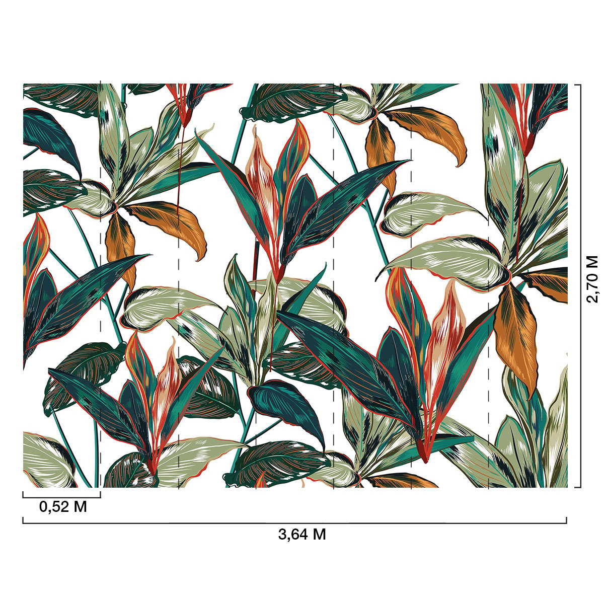 Papier peint panoramique feuilles colorees intissé, HEXOA