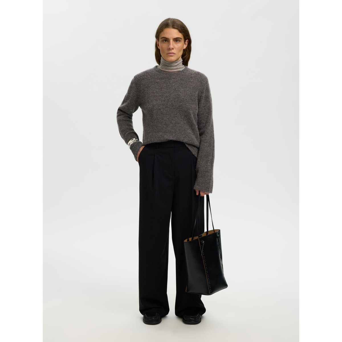 Pull En Maille gris - medium grey melange1, SELECTED