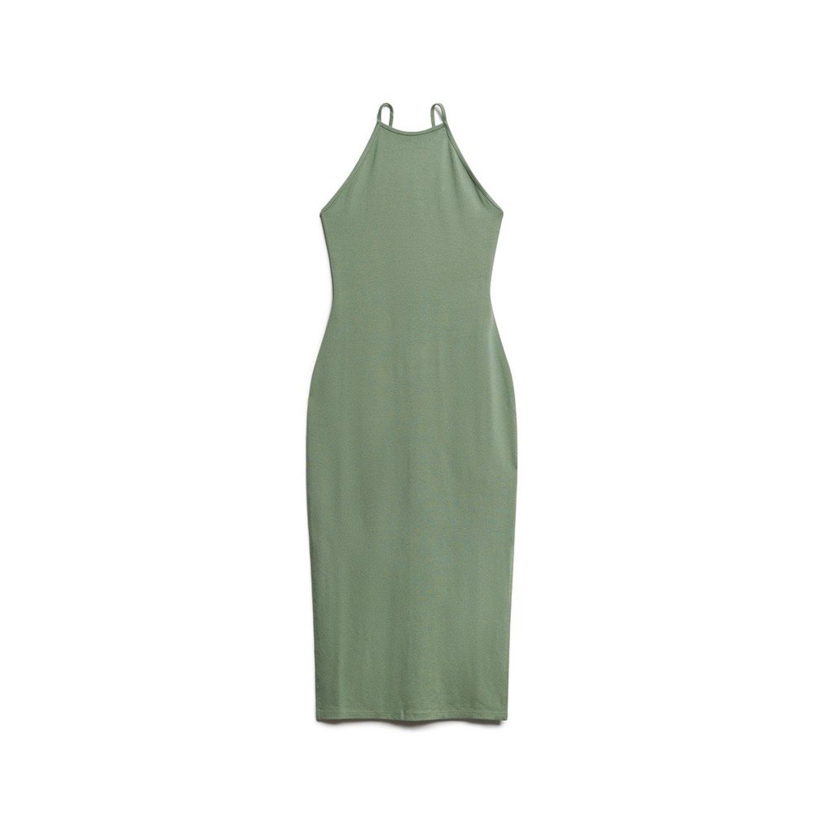 Robe mi-longue en jersey avec dos en dentelle kaki laurier, SUPERDRY