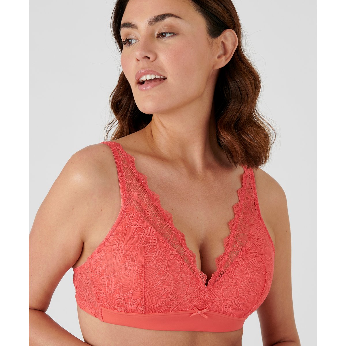 Soutien-gorge sans armatures forme foulard rose corail, DAMART
