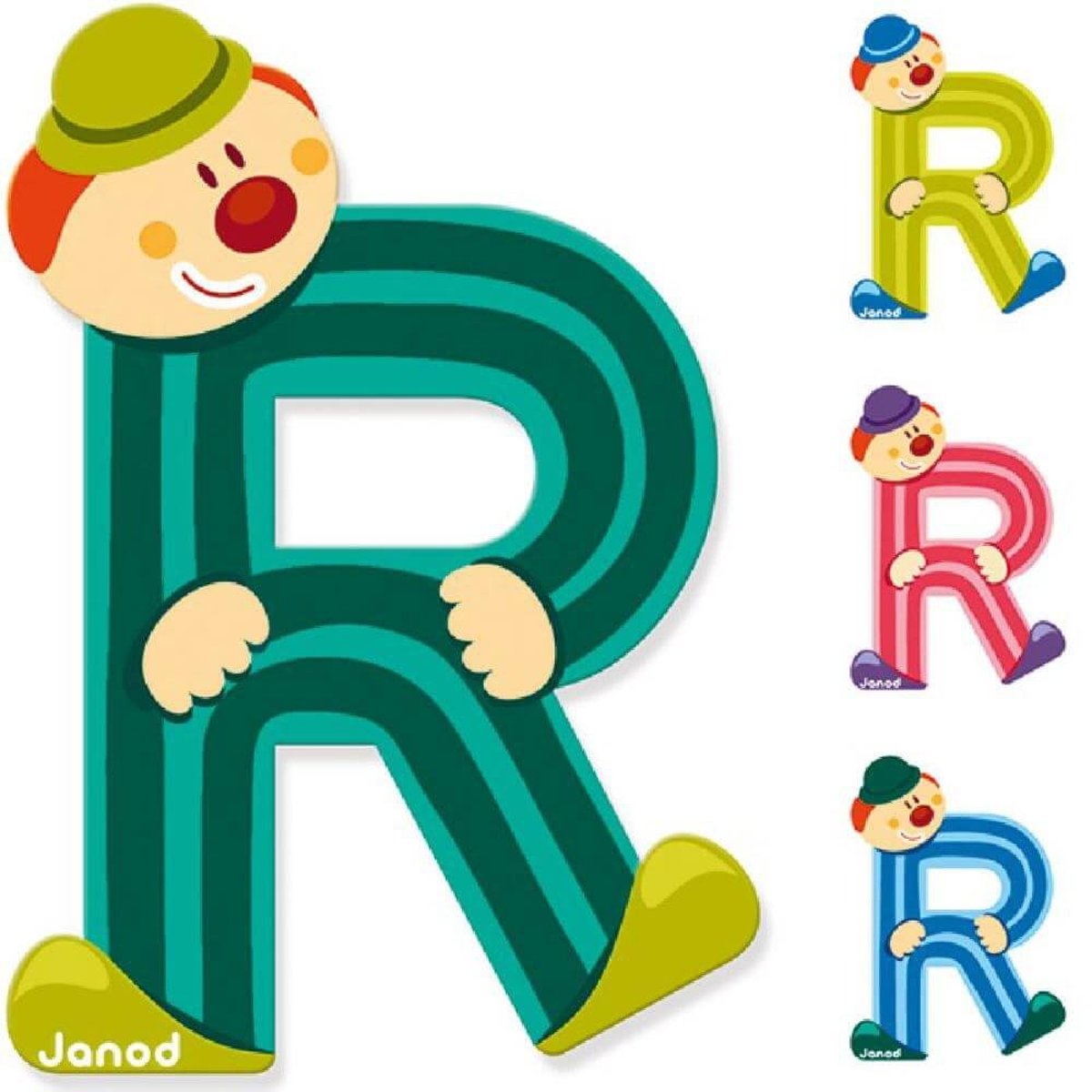 Lettre de l'alphabet Clown R bleu, JANOD