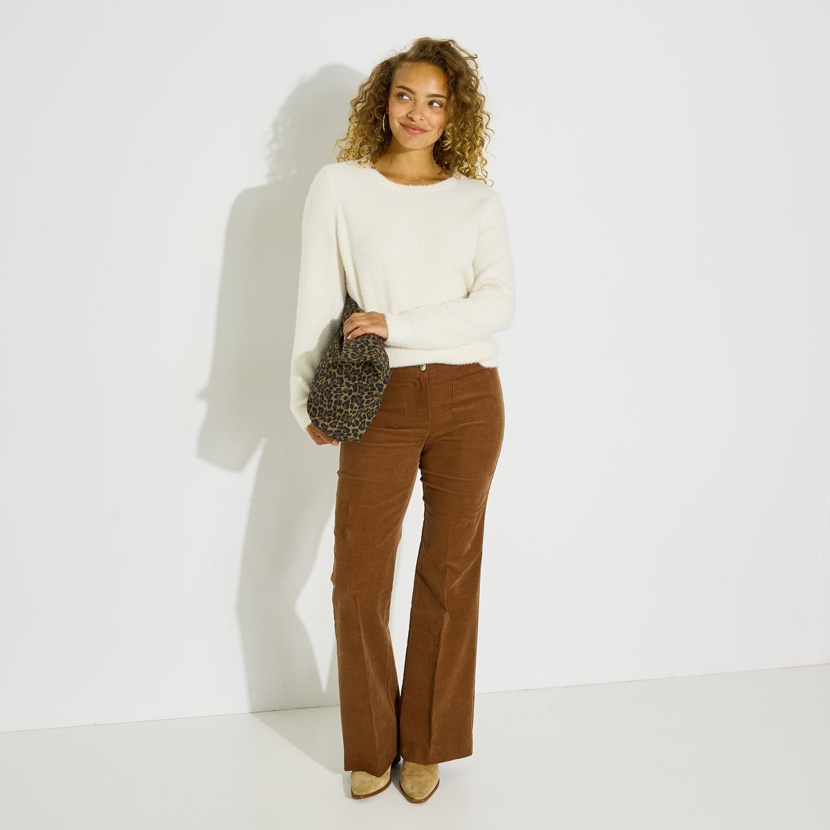 Pantalon velours côtelé marron camel, GRAIN DE MALICE