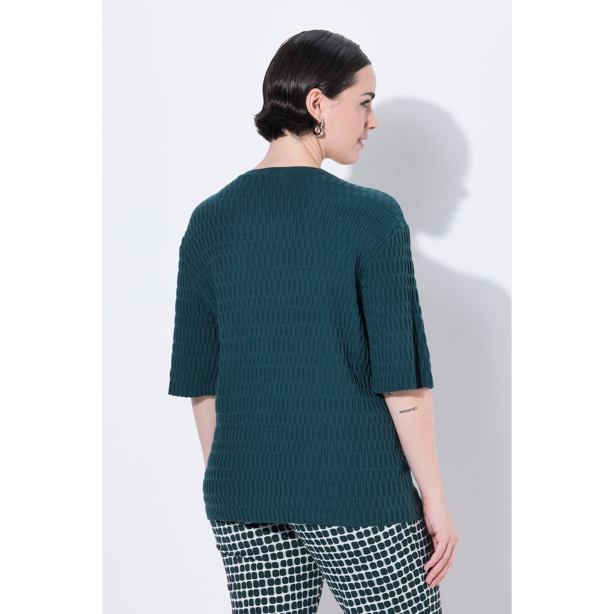 Pull en maille texturée vert sapin, ULLA POPKEN