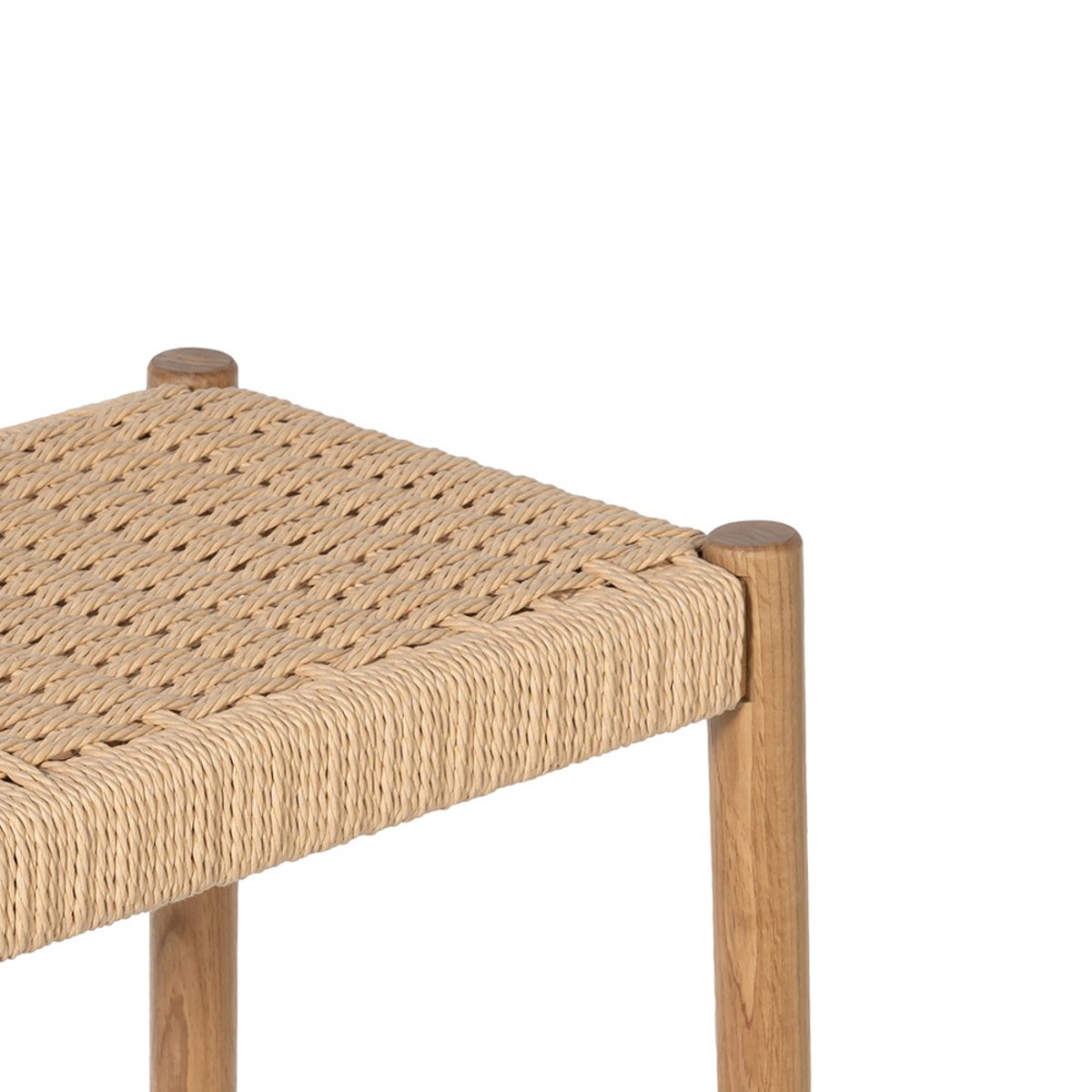 Tabouret de bar en corde tressée et bois H65cm- PAOLO bois clair, DRAWER
