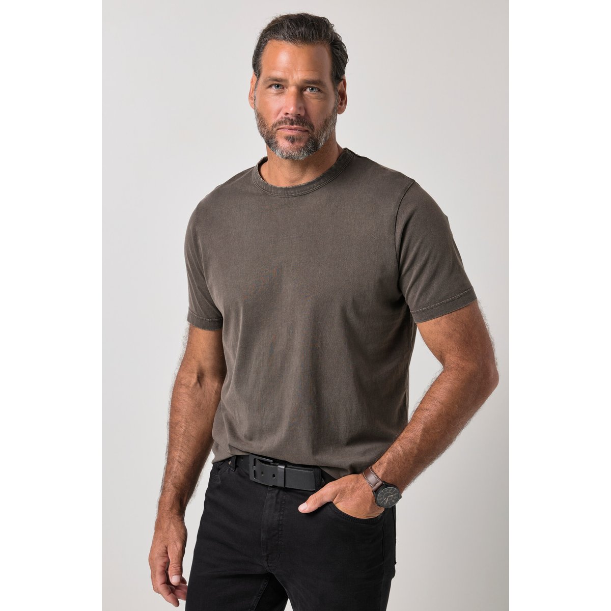 T-shirt style vintage marron foncé, JP1880