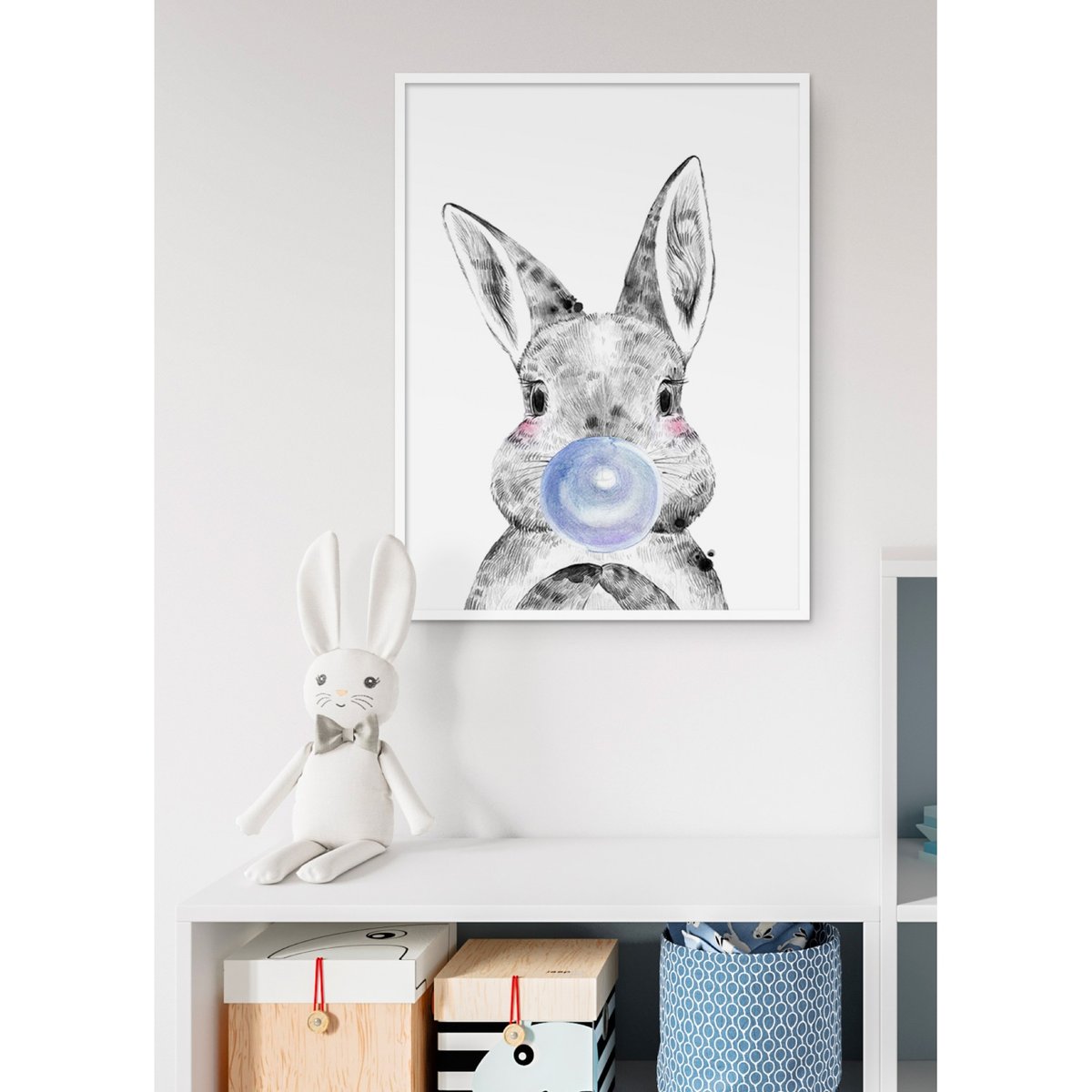 Affiche Bulle de Lapin Bleue blanc, L'AFFICHERIE