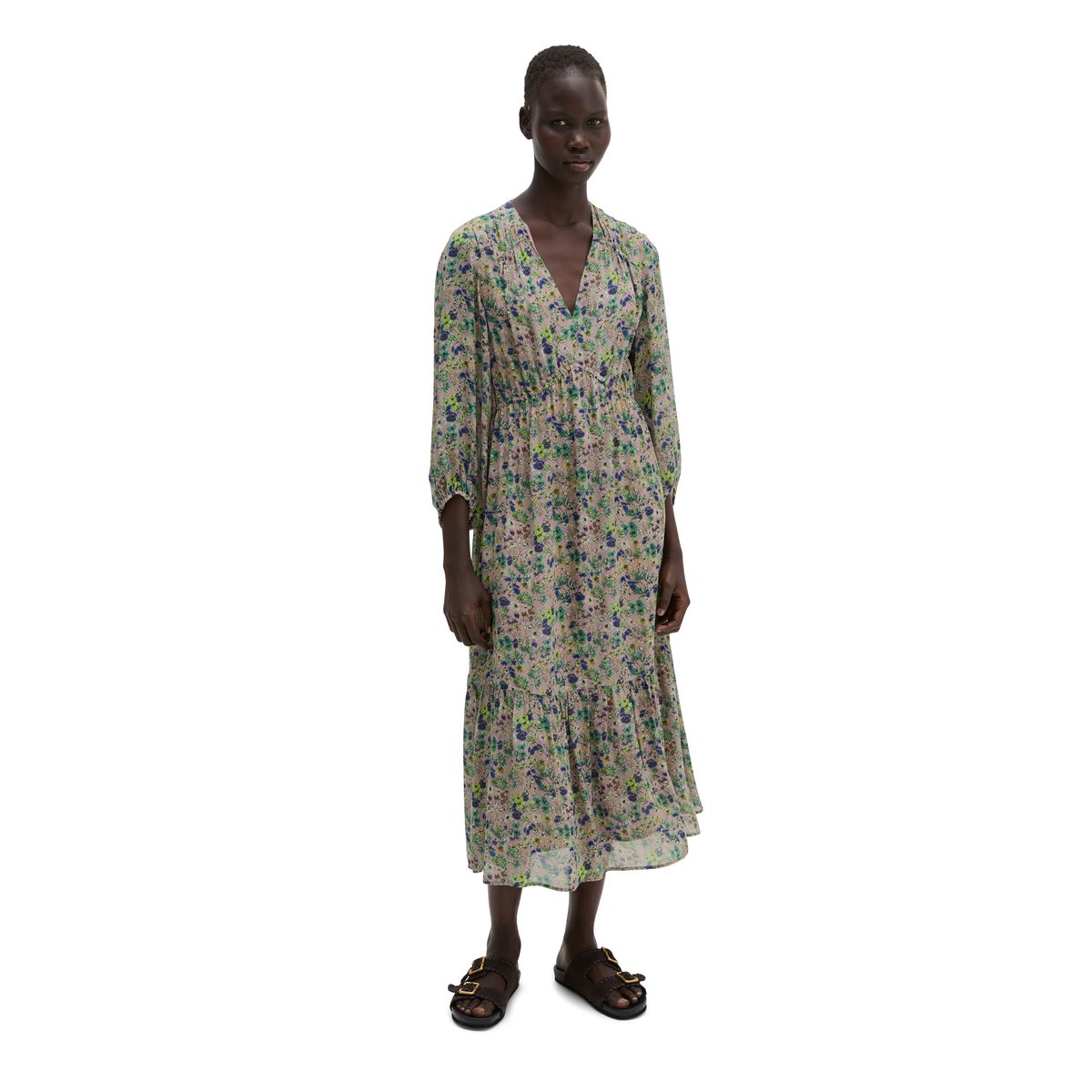 Robe imprimée flared en viscose imprimée rose, MARC O'POLO