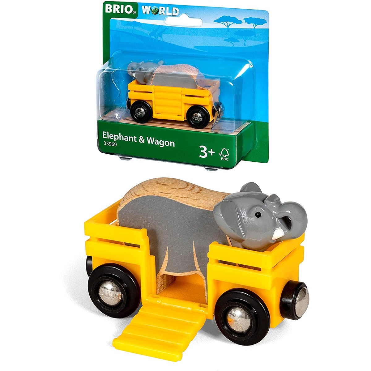Wagon transporteur d'éléphant jaune, BRIO